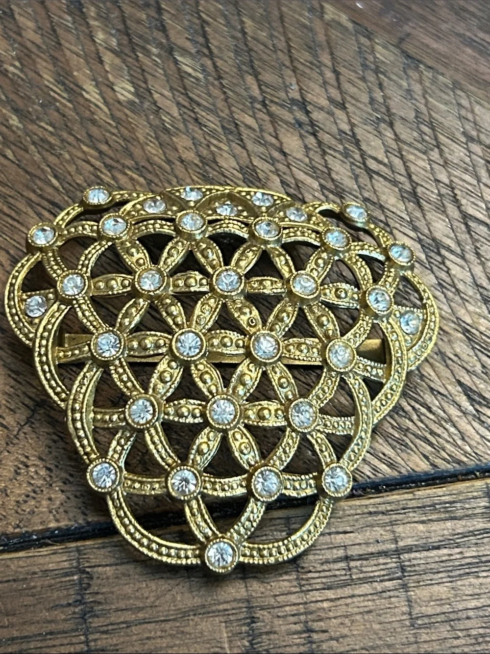 Vintage Gold Crystal Filigree Belt Buckle - Women's Decorative Accessory